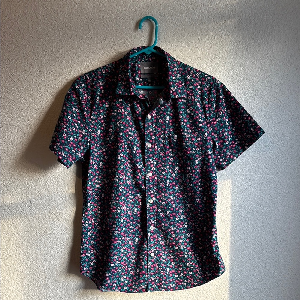 Mens Bonobos Navy Floral Shirt